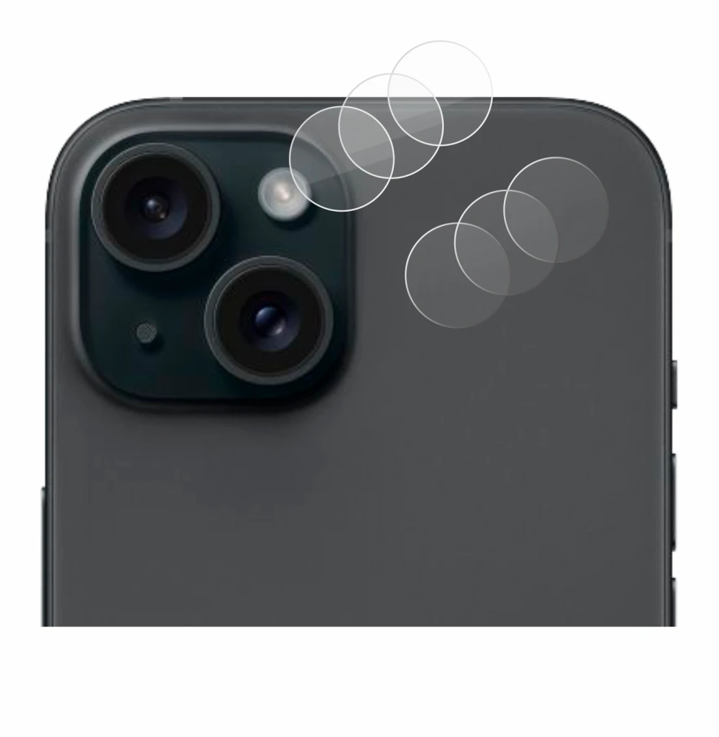 Image of the device Apple iPhone 15 (ONLY Camera Lens) with a wide variety of screen protectors.