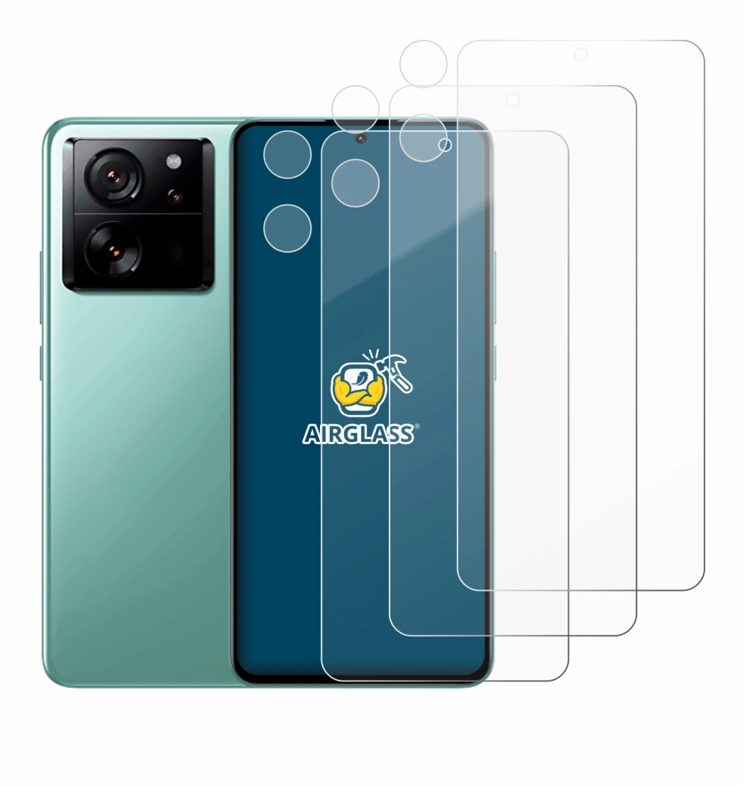 Image of the device Xiaomi 13T (Front+Camera) with a wide variety of screen protectors.