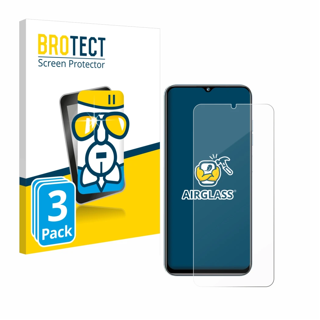 Front side of a product packaging with the brand logo BROTECT. Next to it is the device Oukitel C36 (2023) shown with the corr