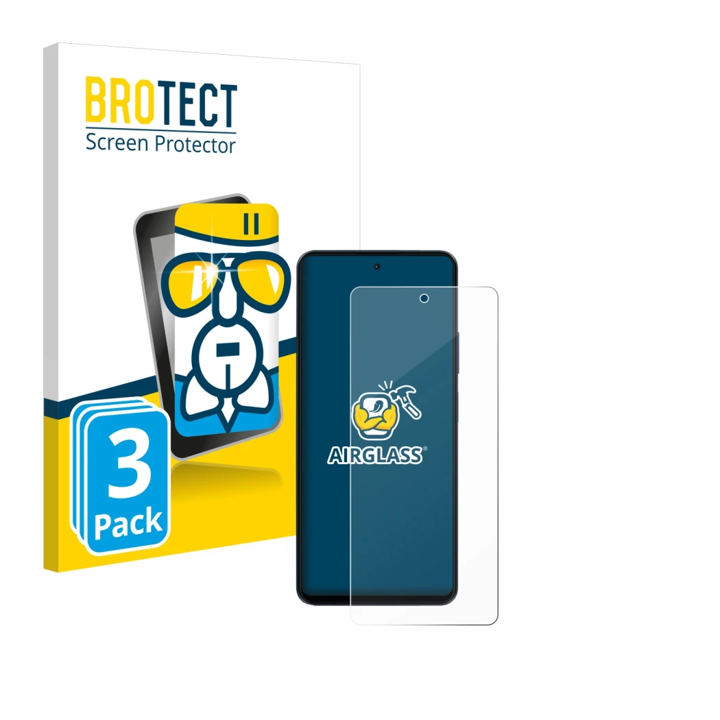 Front side of a product packaging with the brand logo BROTECT. Next to it is the device Blackview Shark 8 shown with the corre