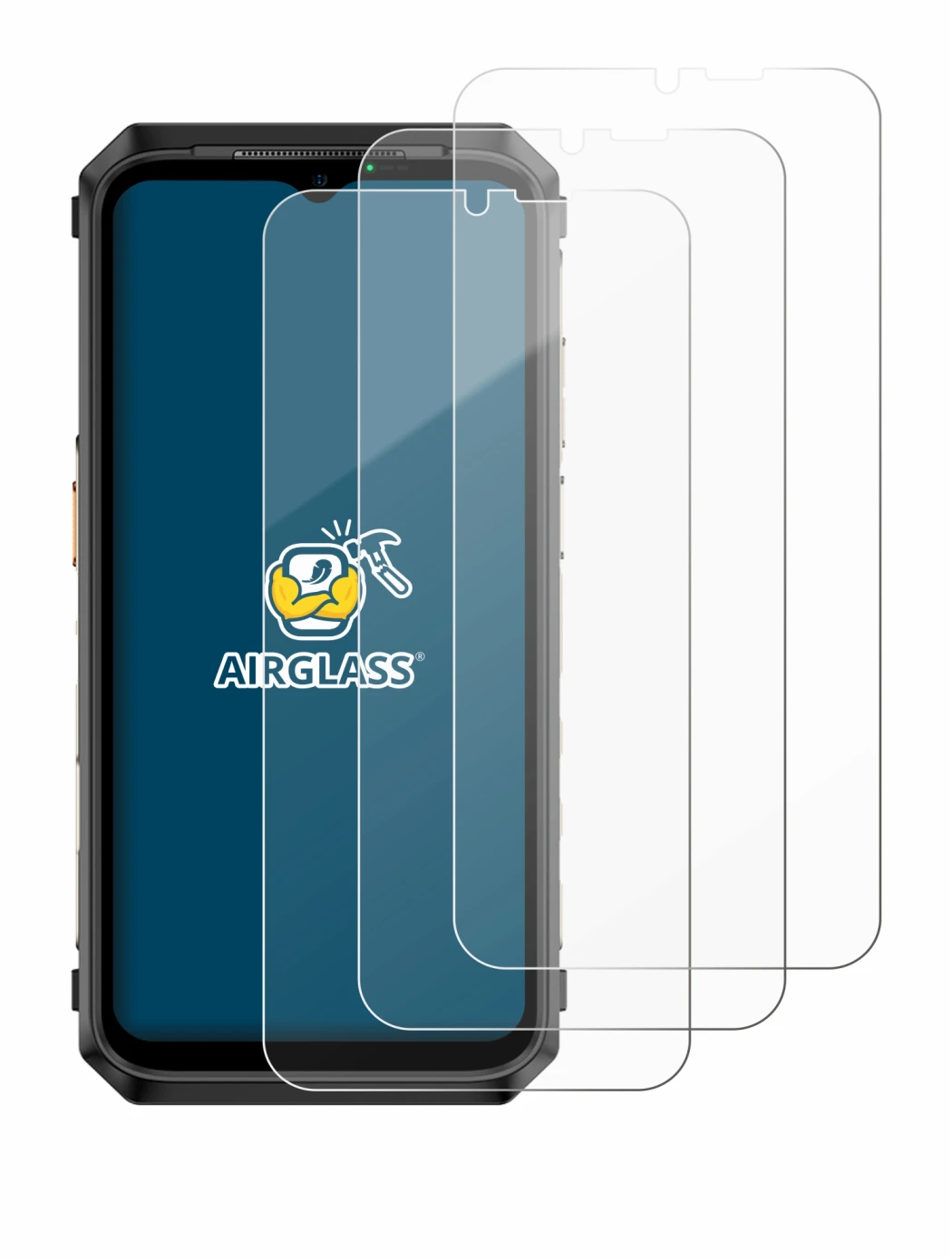 Image of the device Ulefone Power Armor 18T Ultra with a wide variety of screen protectors.