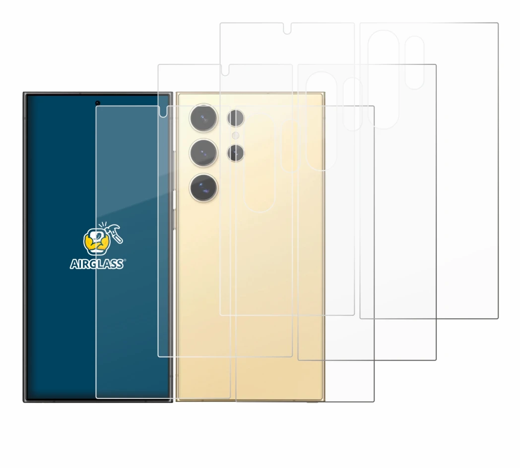 Image of the device Samsung Galaxy S24 Ultra (case-friendly) (Front+Back) with a wide variety of screen protectors.