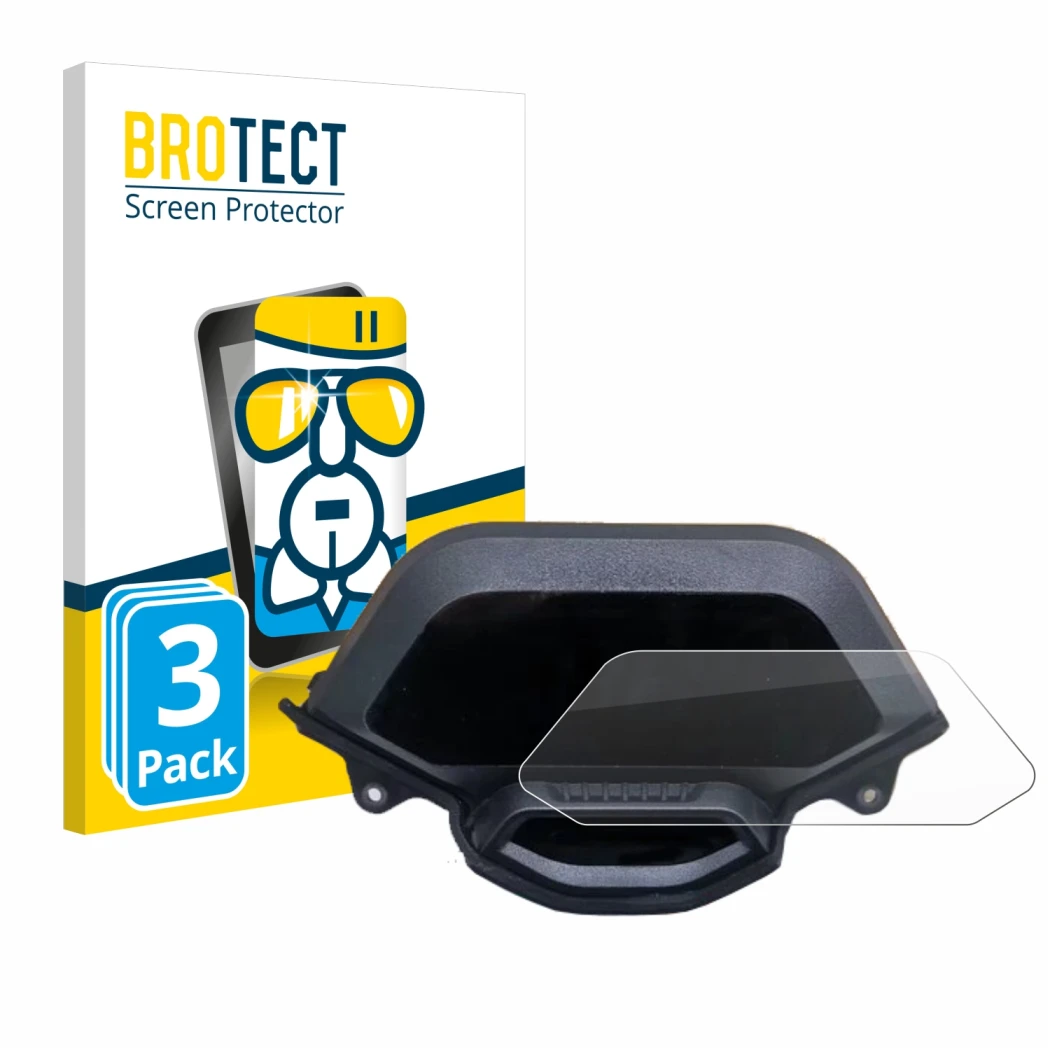Front side of a product packaging with the brand logo BROTECT. Next to it is the device Segway Ninebot GT1 shown with the corr