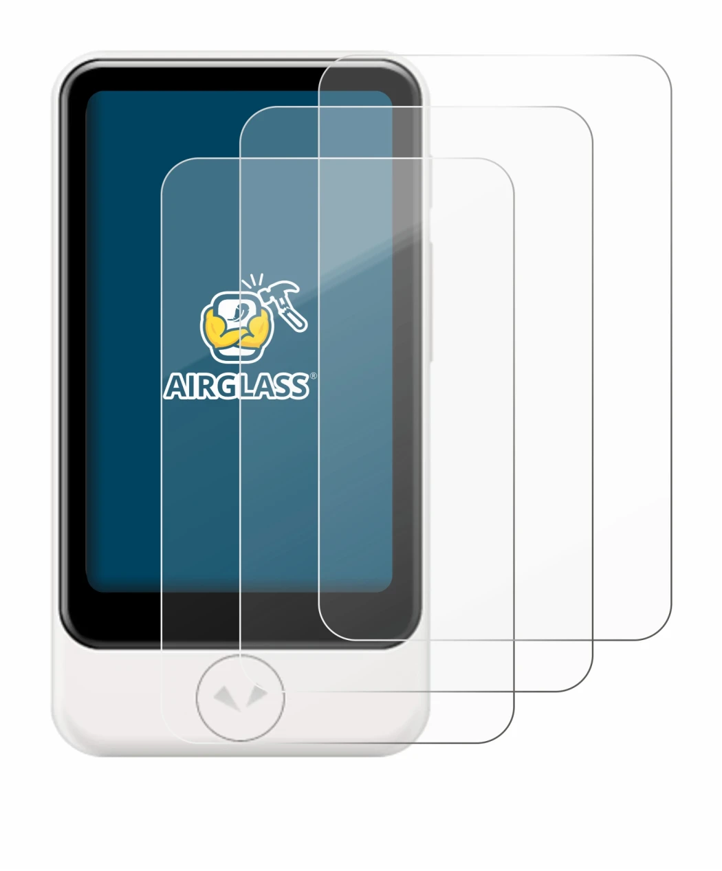 Image of the device Pocketalk Plus with a wide variety of screen protectors.