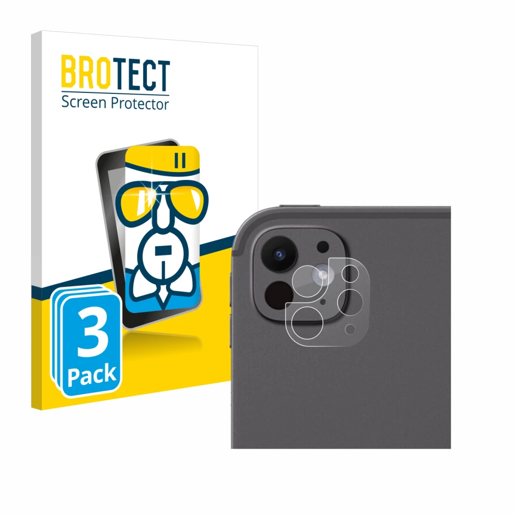 Front side of a product packaging with the brand logo BROTECT. Next to it is the device Apple iPad Pro 13