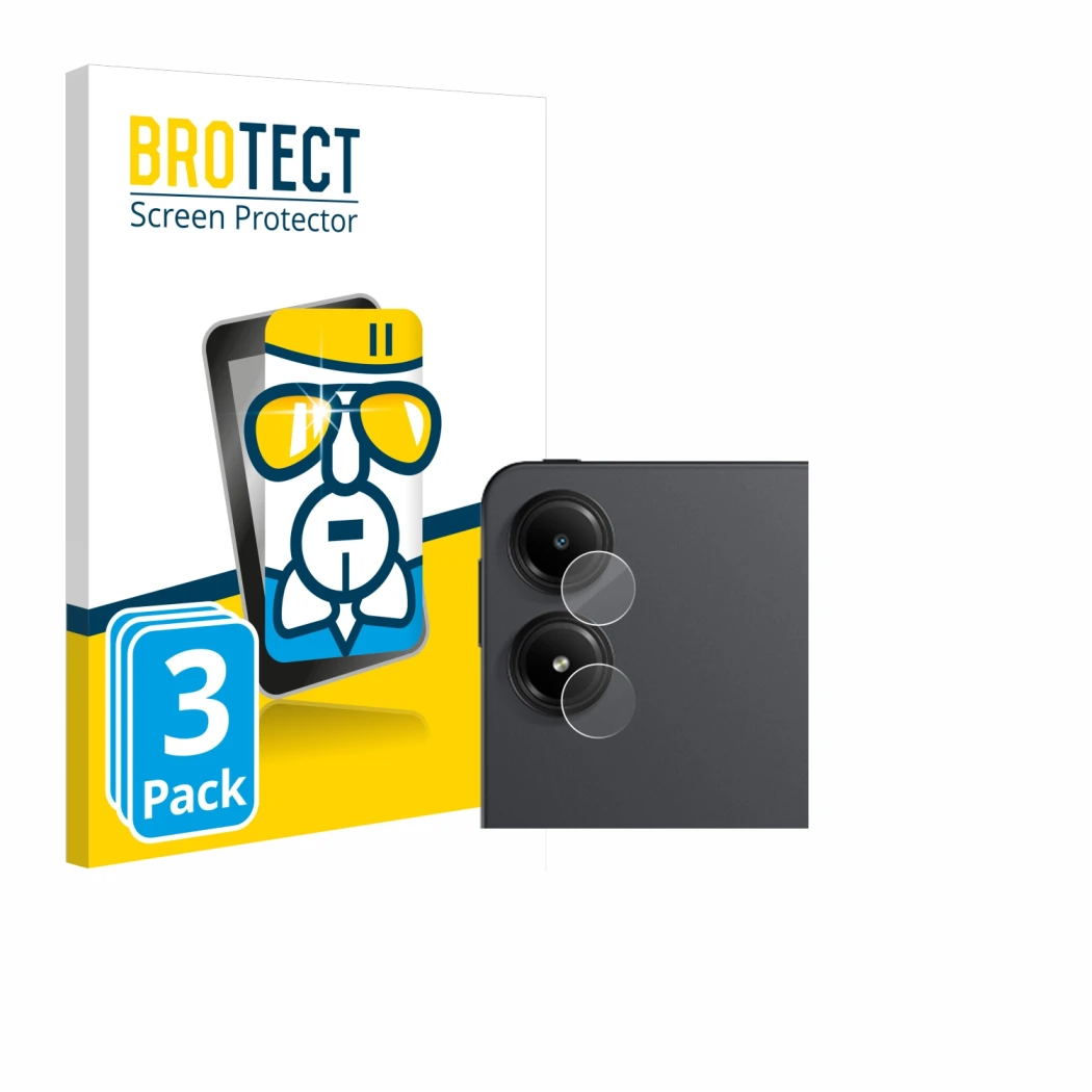 Front side of a product packaging with the brand logo BROTECT. Next to it is the device Xiaomi Redmi Pad Pro (ONLY Camera Lens