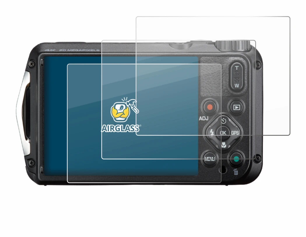 Image of the device Ricoh Pentax WG-8 with a wide variety of screen protectors.