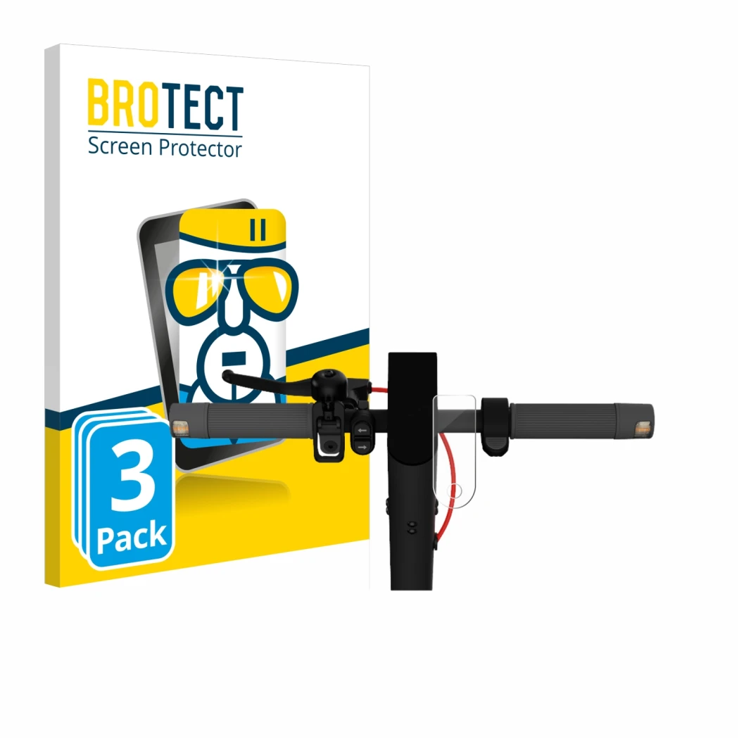 Front side of a product packaging with the brand logo BROTECT. Next to it is the device Xiaomi Mi 4 Lite E-Scooter (2nd Gen.) 