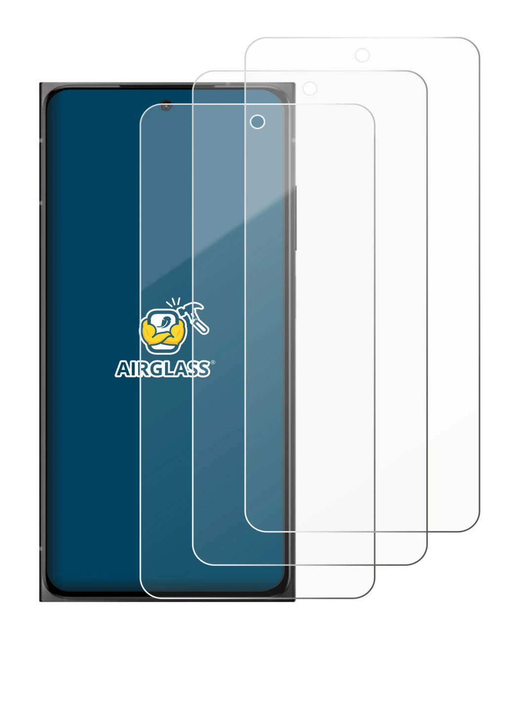 Image of the device HMD Skyline with a wide variety of screen protectors.