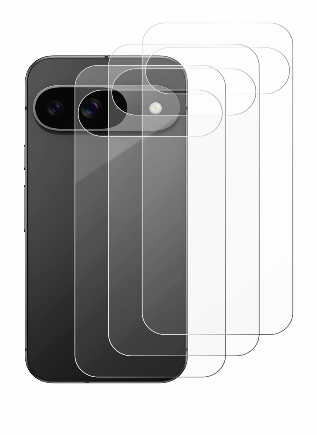 Image of the device Google Pixel 9 (Back) with a wide variety of screen protectors.