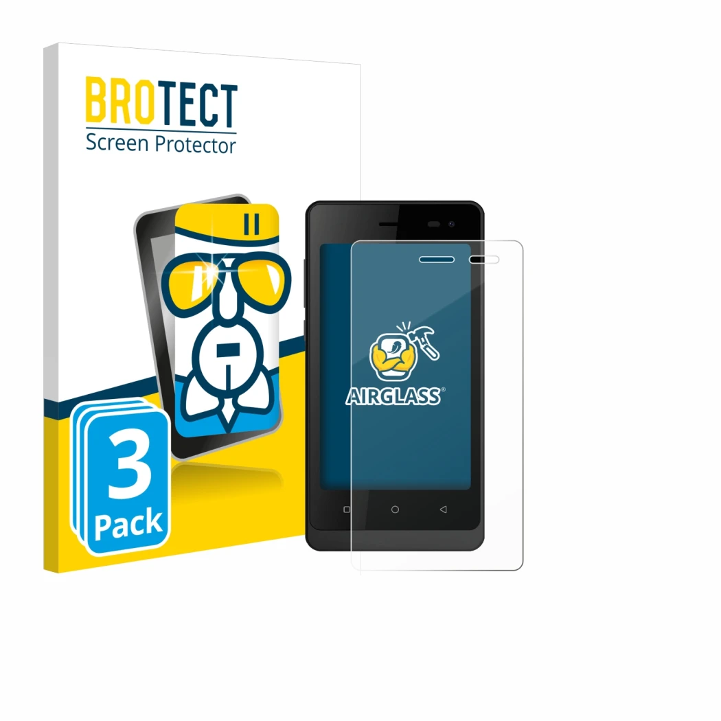Front side of a product packaging with the brand logo BROTECT. Next to it is the device Logicom Wave 2 shown with the correspo