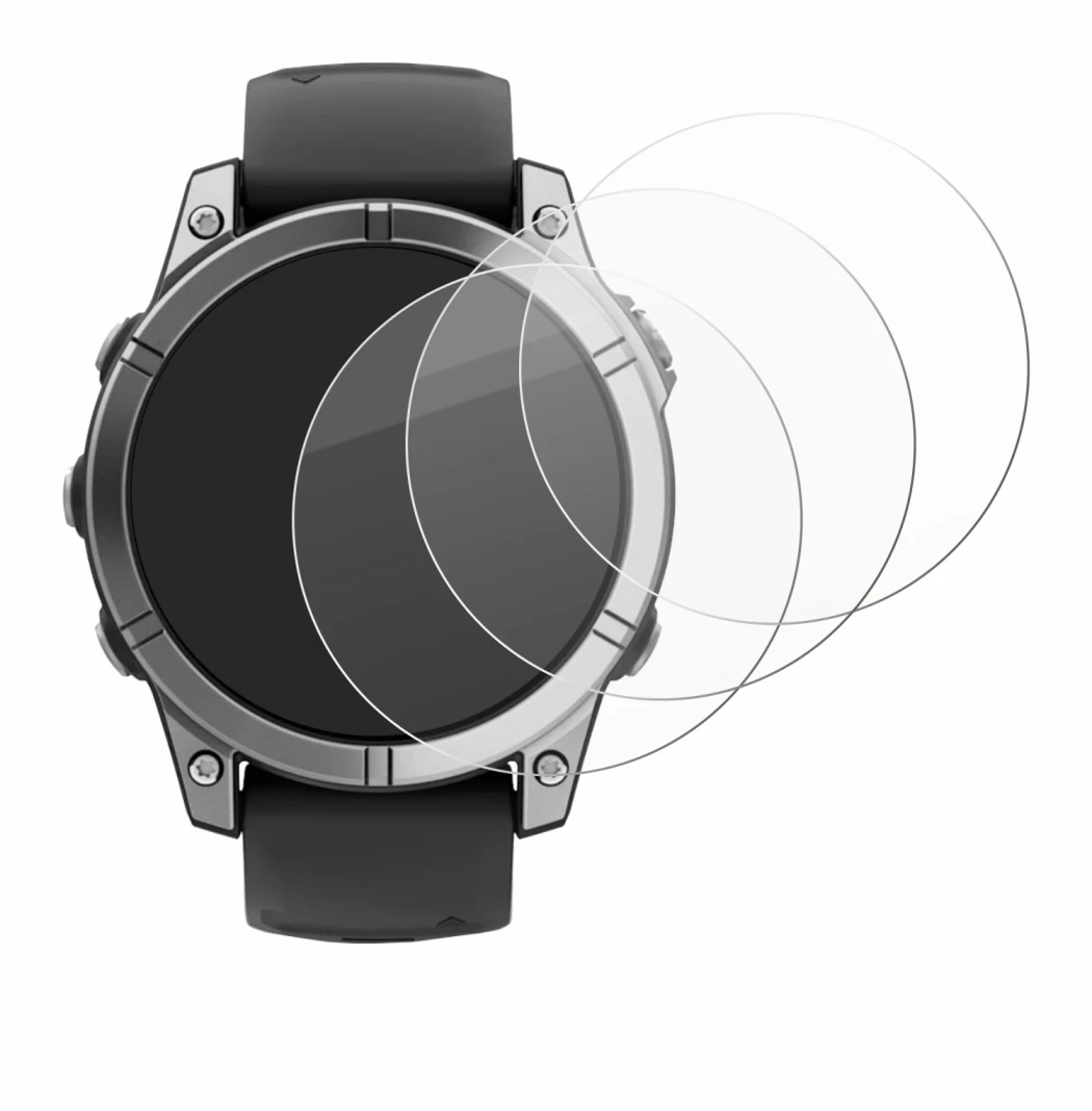 Image of the device Garmin Fenix E with a wide variety of screen protectors.