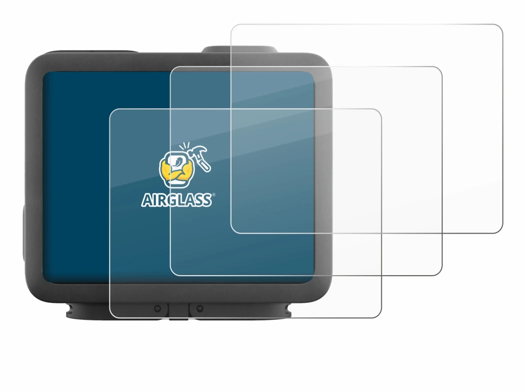 Image of the device GoPro Hero 4k with a wide variety of screen protectors.