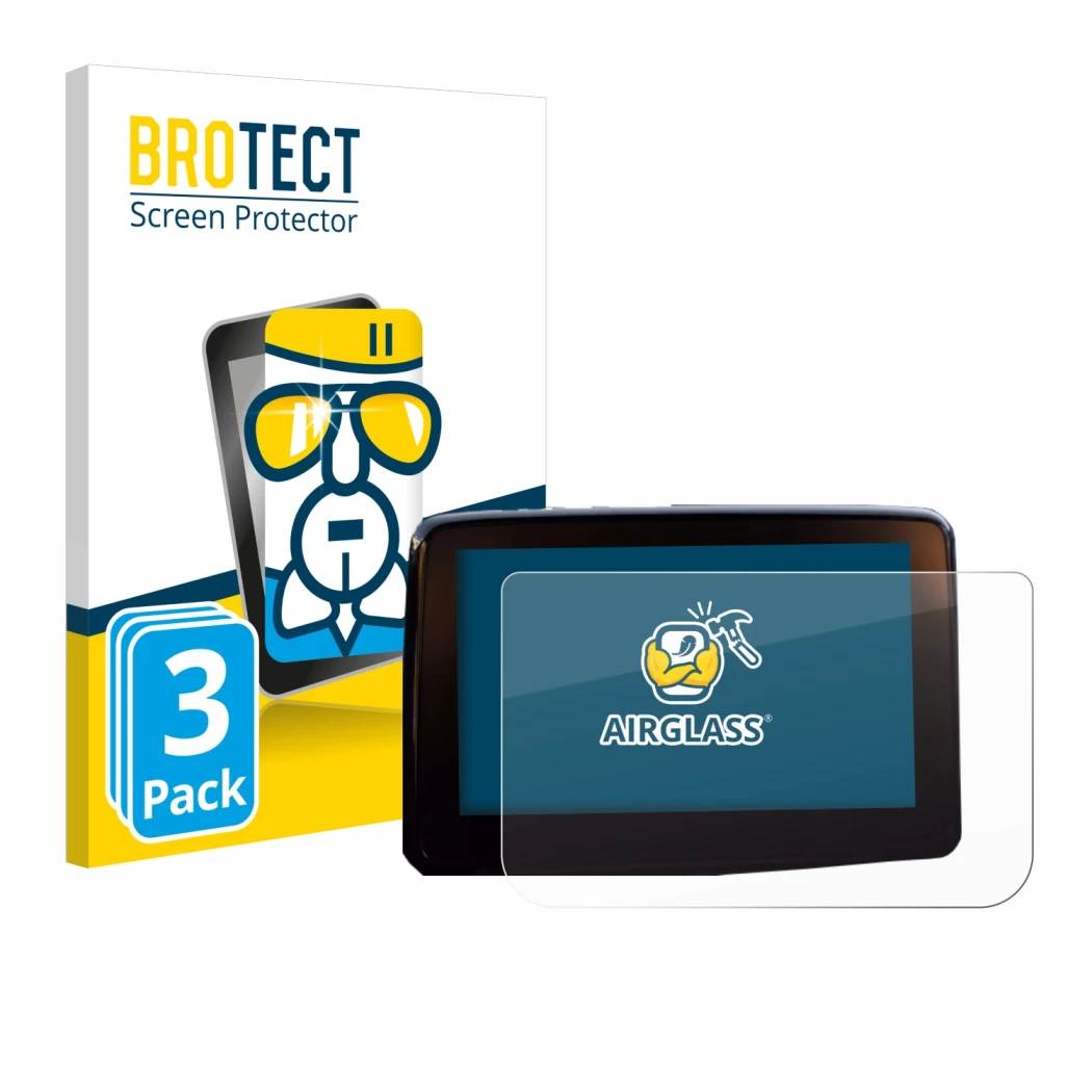 Front side of a product packaging with the brand logo BROTECT. Next to it is the device Mazda 2 BJ 2024 shown with the corresp