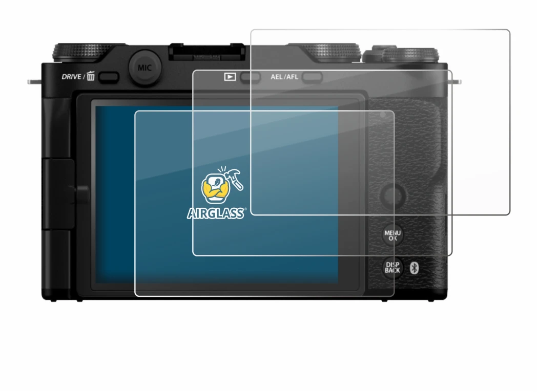 Image of the device Fujifilm X-M5 with a wide variety of screen protectors.