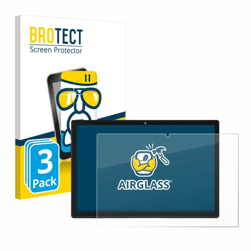 Front side of a product packaging with the brand logo BROTECT. Next to it is the device Acepad A150 shown with the correspondi