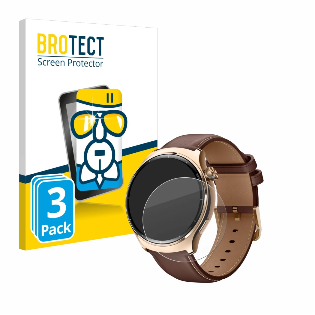 Front side of a product packaging with the brand logo BROTECT. Next to it is the device Xiaomi Mibro Lite 3 Pro shown with the