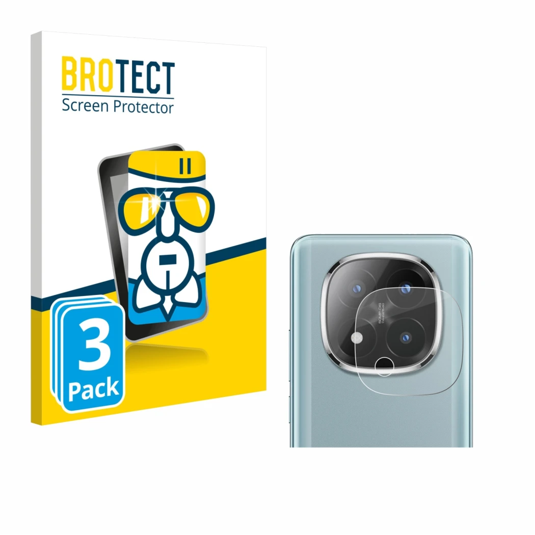 Front side of a product packaging with the brand logo BROTECT. Next to it is the device Xiaomi Redmi Note 14 Pro Plus (ONLY Ca