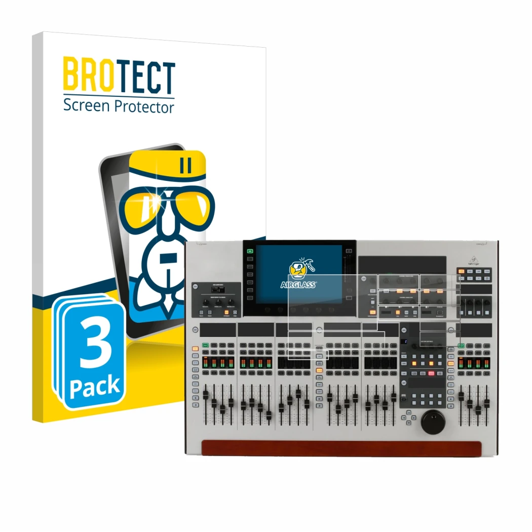 Front side of a product packaging with the brand logo BROTECT. Next to it is the device Behringer Wing (Set consisting of 11 f