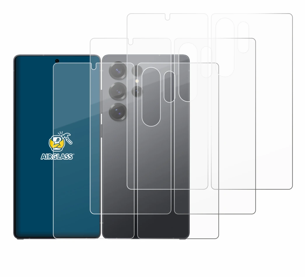 Image of the device Samsung Galaxy S25 Ultra (Front+Back) with a wide variety of screen protectors.
