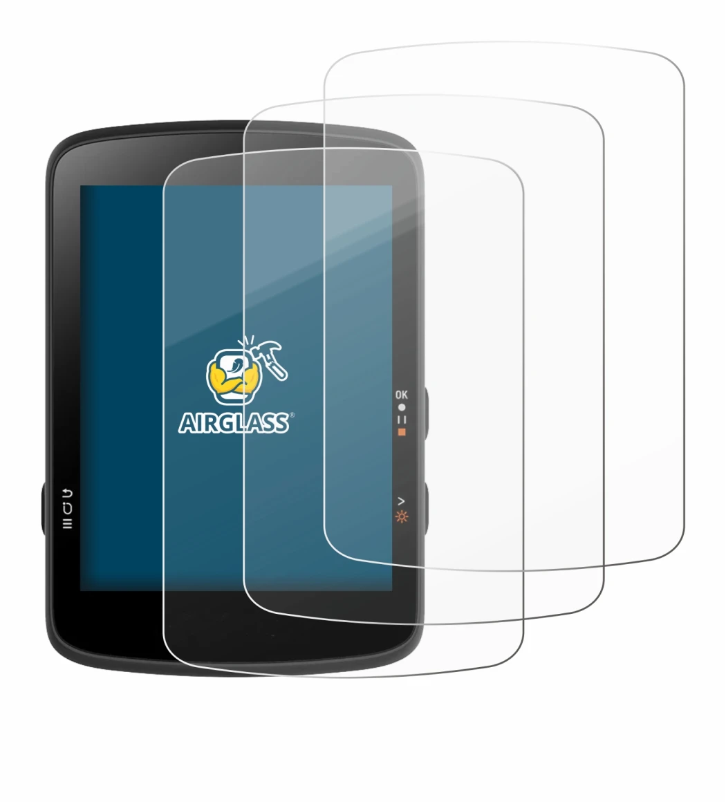 Image of the device Bryton Rider 17 with a wide variety of screen protectors.