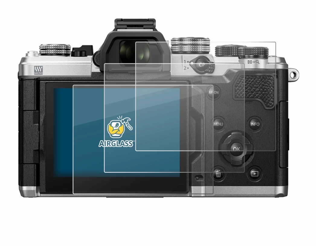 Image of the device OM System OM-3 with a wide variety of screen protectors.