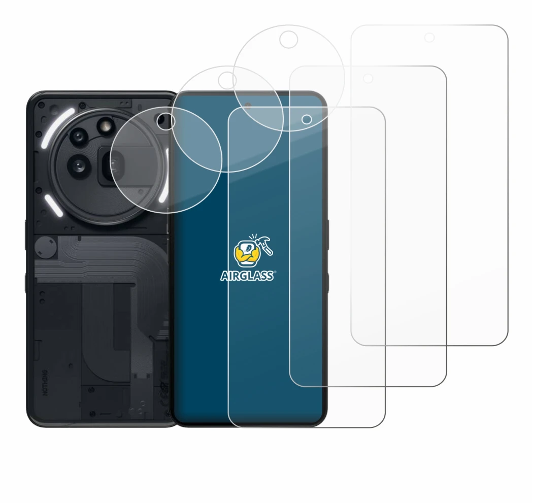 Image of the device Nothing Phone (3a) Pro (Front+Camera) with a wide variety of screen protectors.