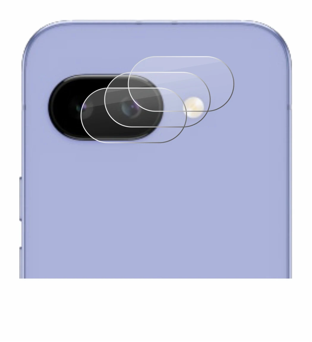 Image of the device Google Pixel 9a (ONLY Camera Lens) with a wide variety of screen protectors.