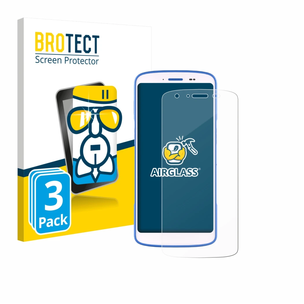 Front side of a product packaging with the brand logo BROTECT. Next to it is the device Zebra HC 25 shown with the correspondi