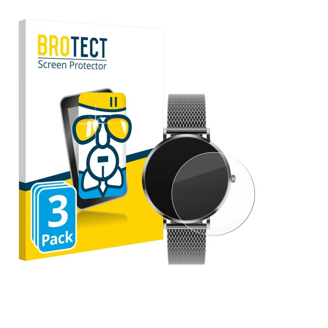 Front side of a product packaging with the brand logo BROTECT. Next to it is the device Pireware Amory 5 shown with the corres