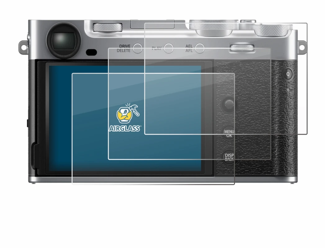 Image of the device Fujifilm X-E5 with a wide variety of screen protectors.