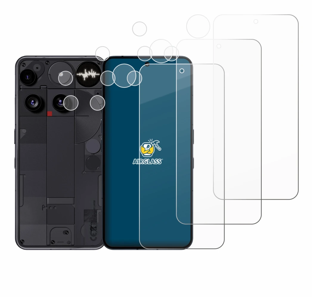Image of the device Nothing Phone (3) (Front+Camera) with a wide variety of screen protectors.