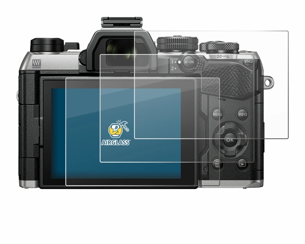 Image of the device Olympus OM System OM-5 Mark II with a wide variety of screen protectors.