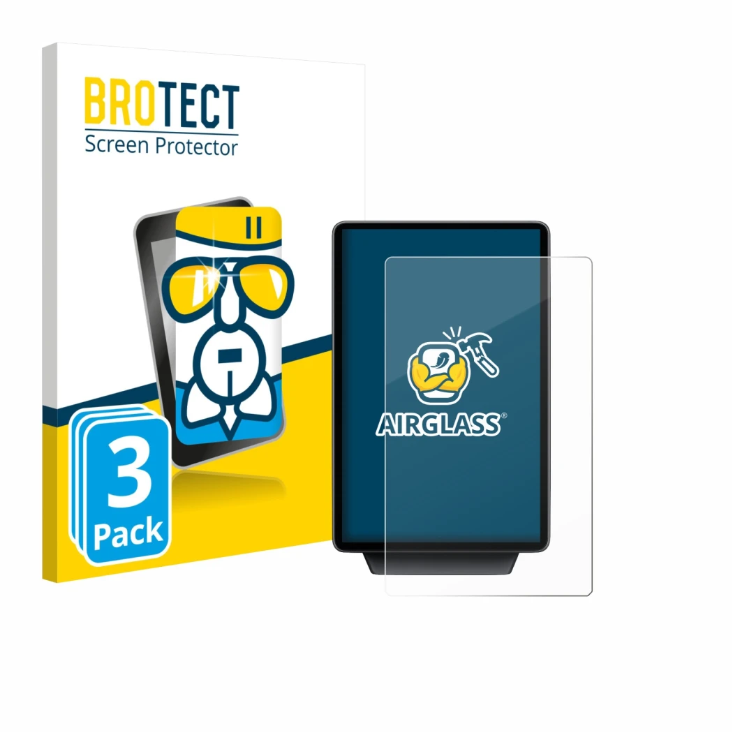 Front side of a product packaging with the brand logo BROTECT. Next to it is the device Ford Explorer Electric 2025 shown with