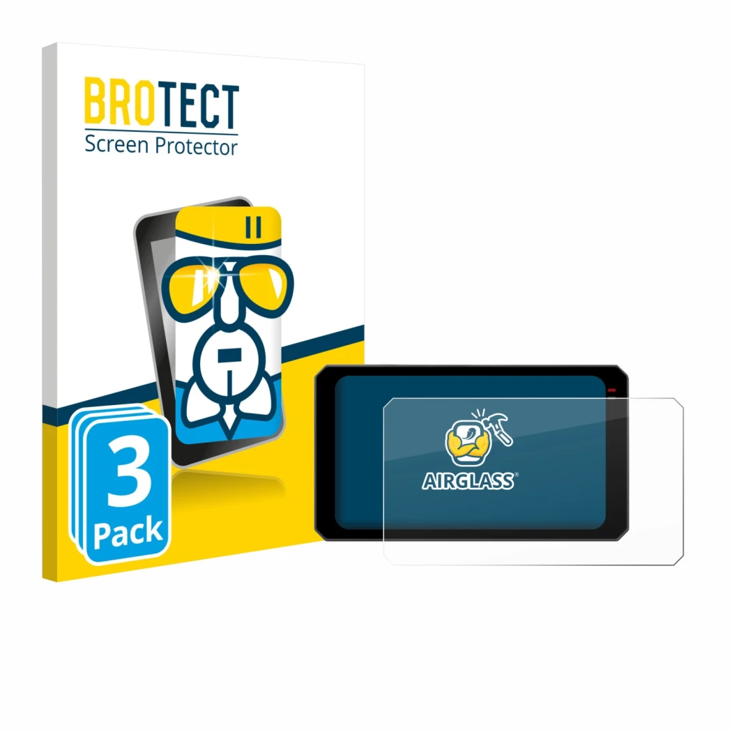 Front side of a product packaging with the brand logo BROTECT. Next to it is the device Chigee AIO-6 Max shown with the corres