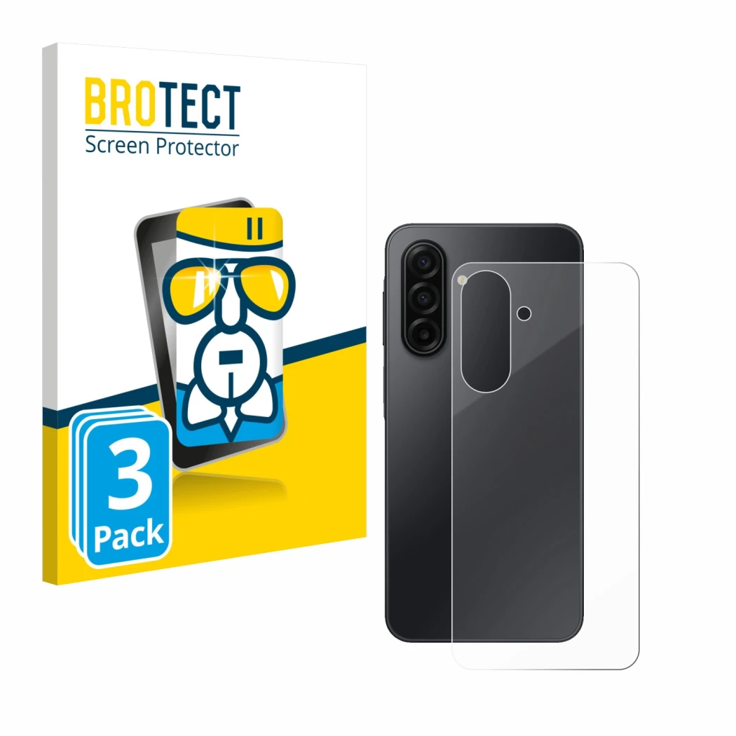 Front side of a product packaging with the brand logo BROTECT. Next to it is the device Samsung Galaxy A17 5G (Back) shown wit