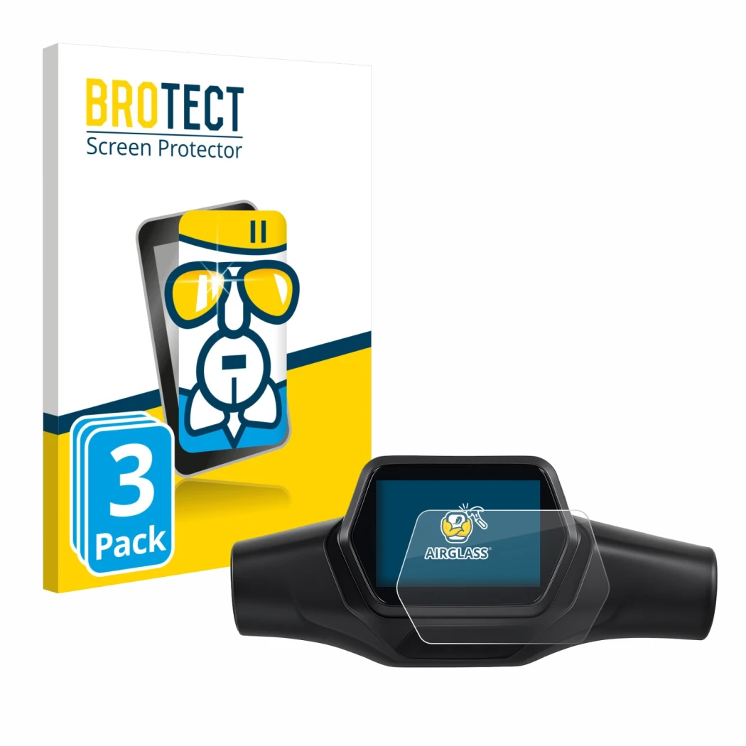 Front side of a product packaging with the brand logo BROTECT. Next to it is the device Segway Ninebot ZT3 D shown with the co