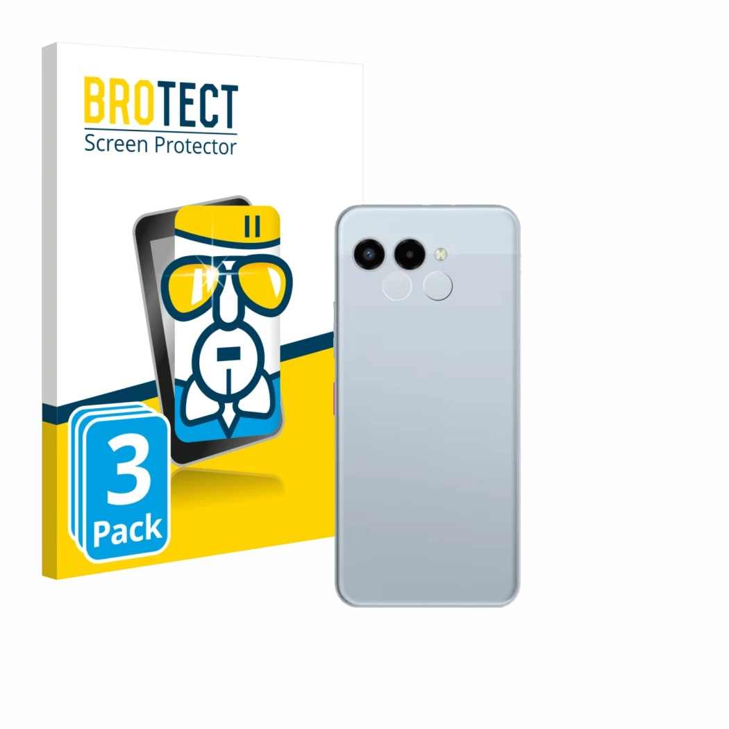 Front side of a product packaging with the brand logo BROTECT. Next to it is the device Telekom T Phone 3 (ONLY Camera Lens) s