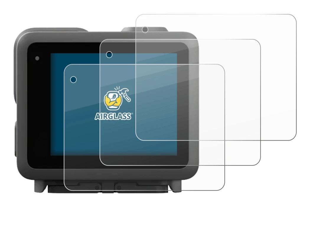 Image of the device GoPro Lit Hero with a wide variety of screen protectors.