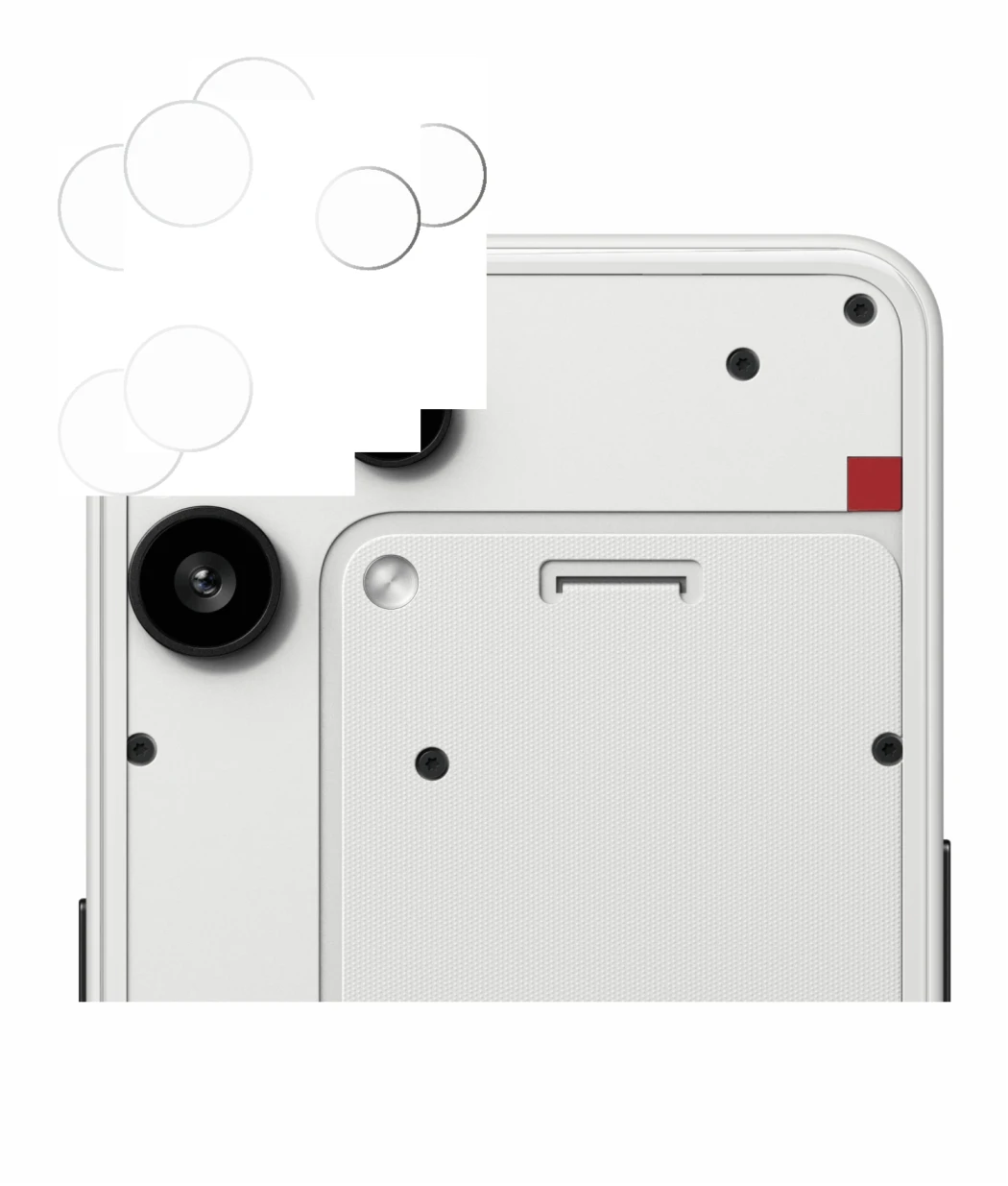 Image of the device Nothing Phone (3a) Lite (ONLY Camera Lens) with a wide variety of screen protectors.