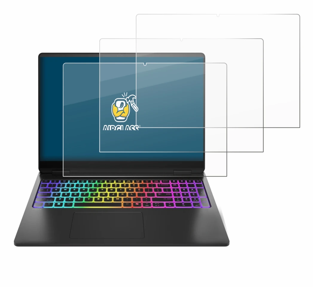 Image of the device HP Omen Max 16 with a wide variety of screen protectors.