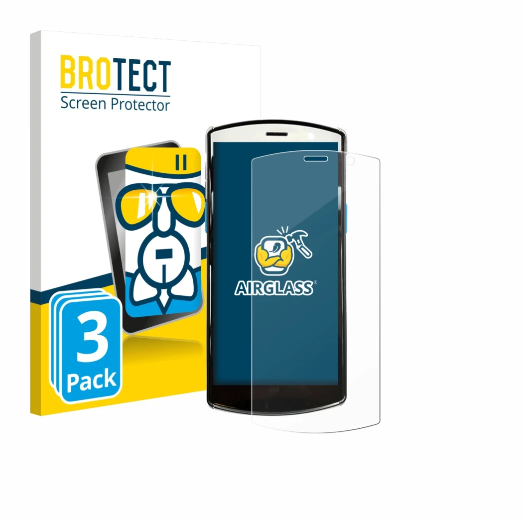 Front side of a product packaging with the brand logo BROTECT. Next to it is the device Unitech EA510 shown with the correspon