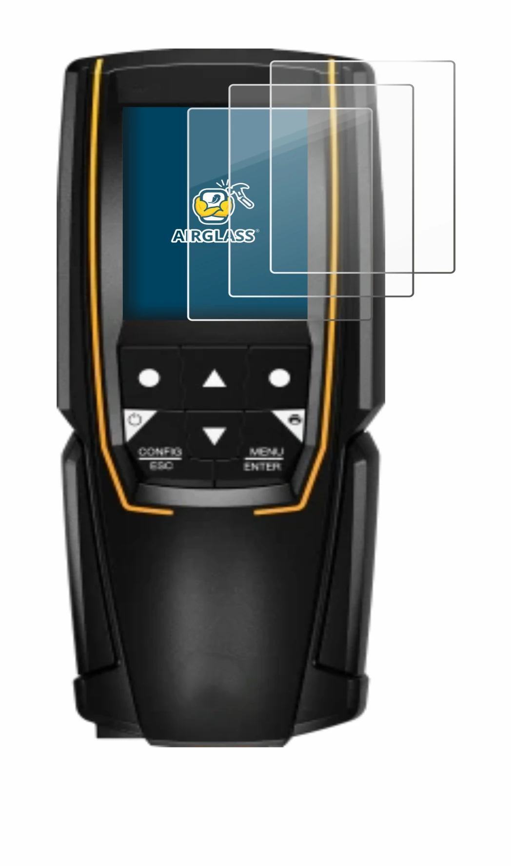Image of the device Testo 310 (2nd Gen.) with a wide variety of screen protectors.