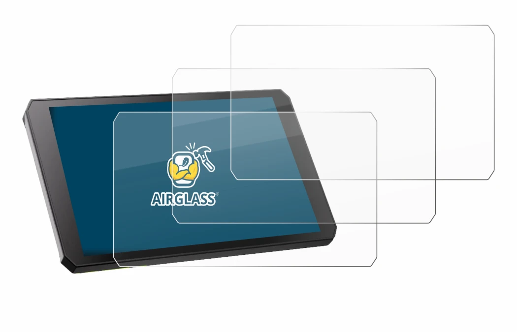 Image of the device RiderNav R7M with a wide variety of screen protectors.