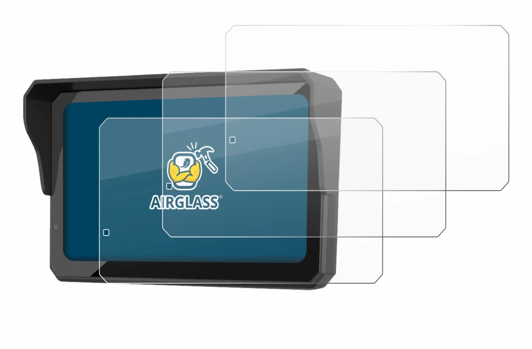 Image of the device Carpuride W602S Pro with a wide variety of screen protectors.