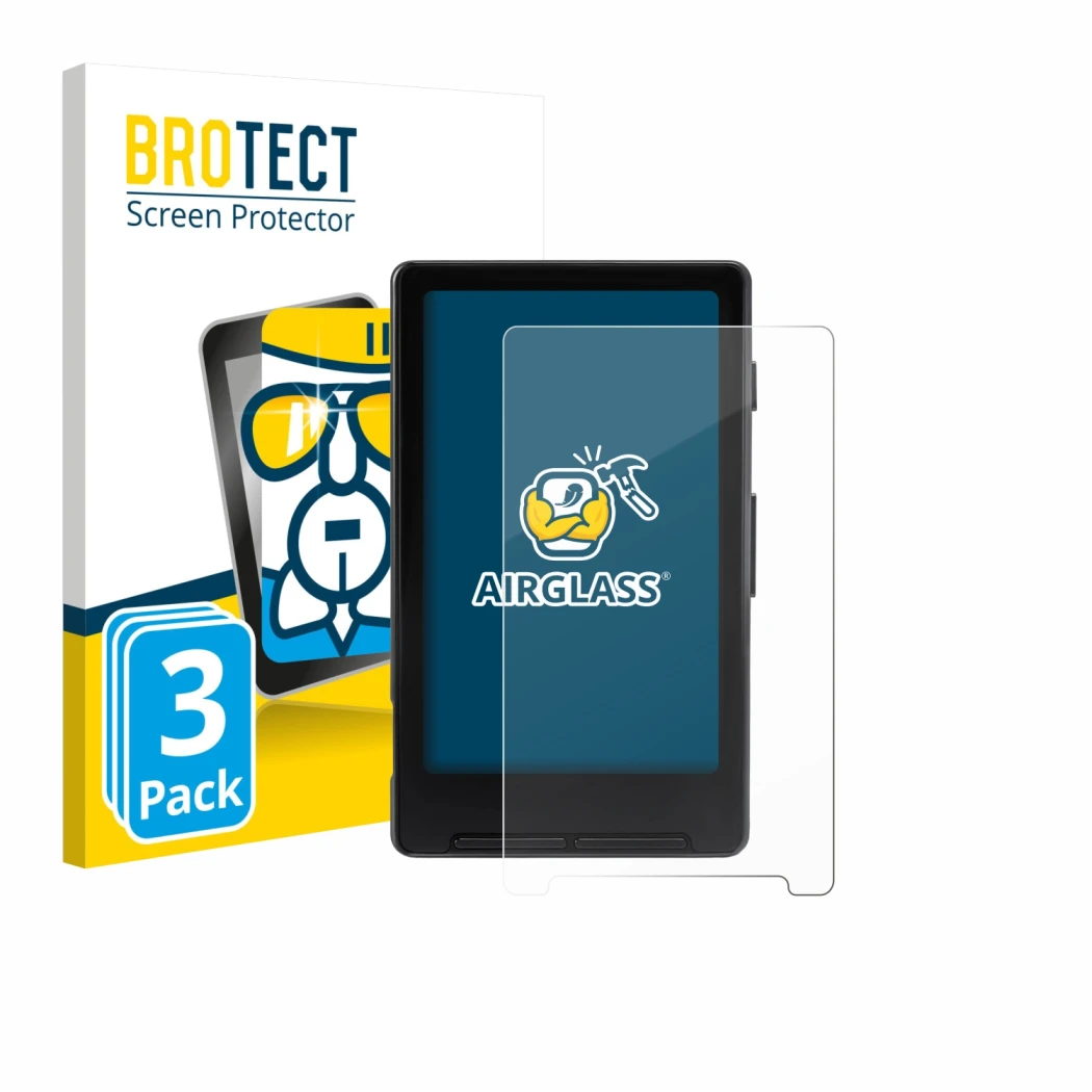 Front side of a product packaging with the brand logo BROTECT. Next to it is the device Xteink X4 shown with the corresponding