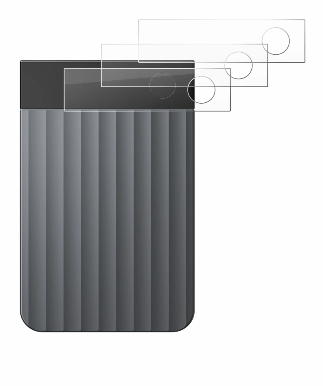 Image of the device PLAUD Note Pro with a wide variety of screen protectors.