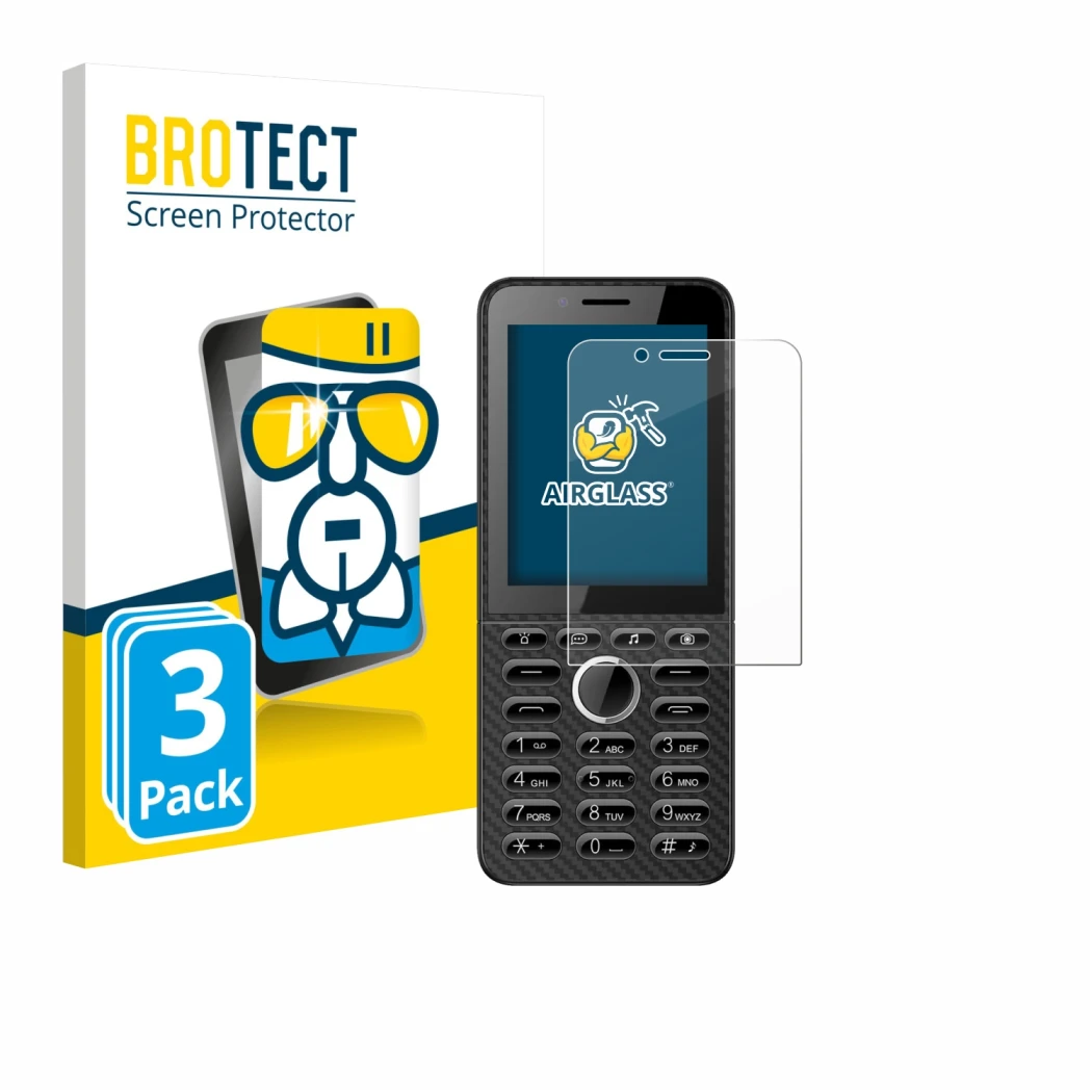 Front side of a product packaging with the brand logo BROTECT. Next to it is the device Energizer E288S shown with the corresp