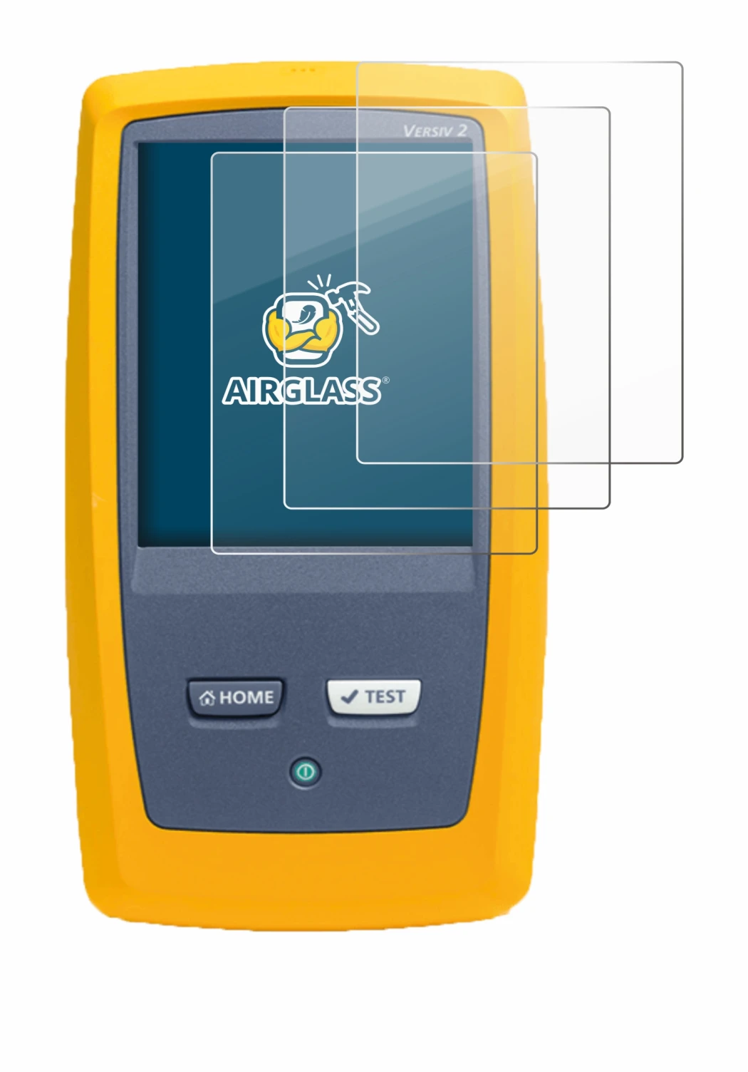 Image of the device Fluke DSX8000 with a wide variety of screen protectors.