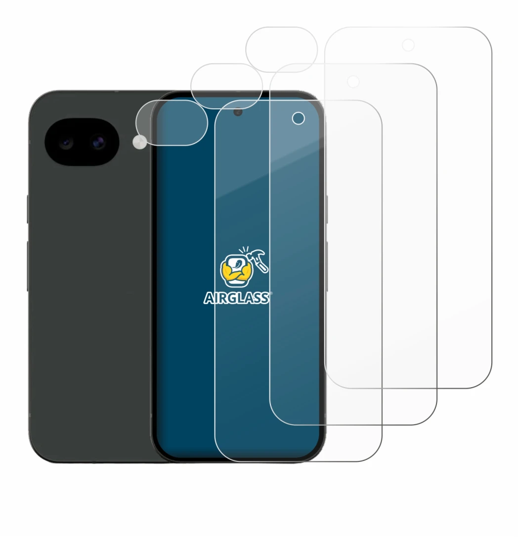 Image of the device Google Pixel 10a (Front+Camera) with a wide variety of screen protectors.